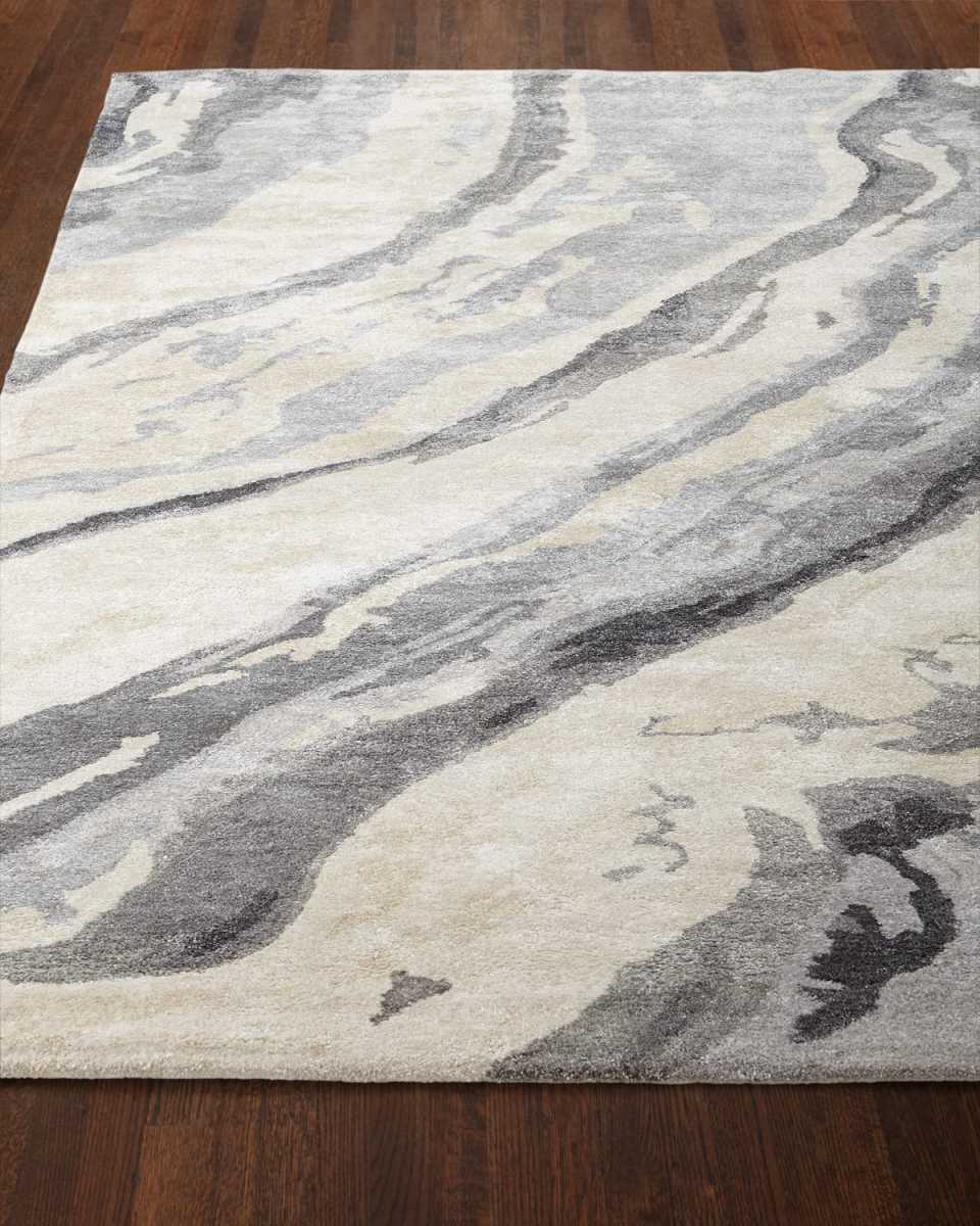 Gray Marble Hand-Tufted Rug, 5' x 8'