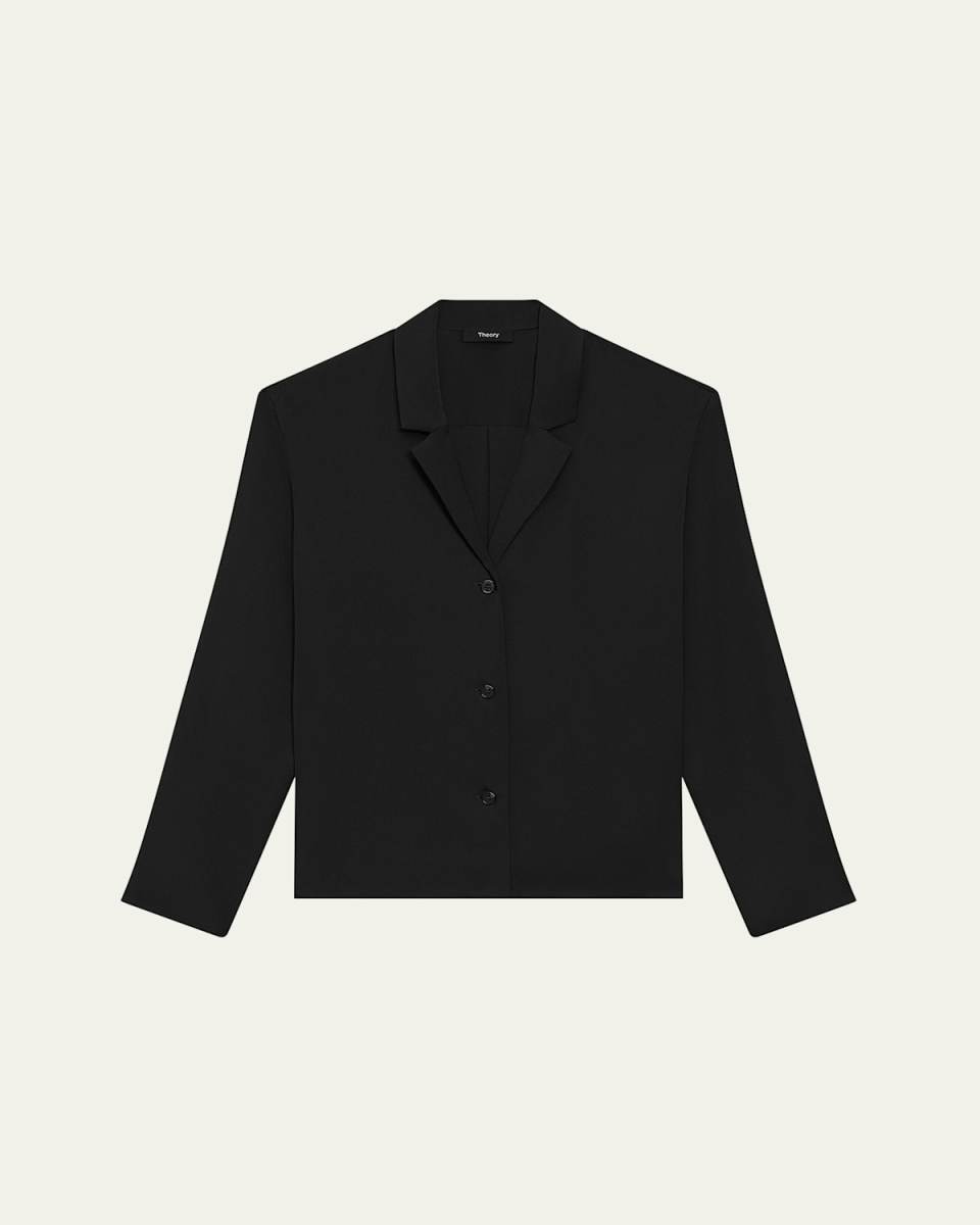Modern Silk Georgette Lapel-Collar Blous