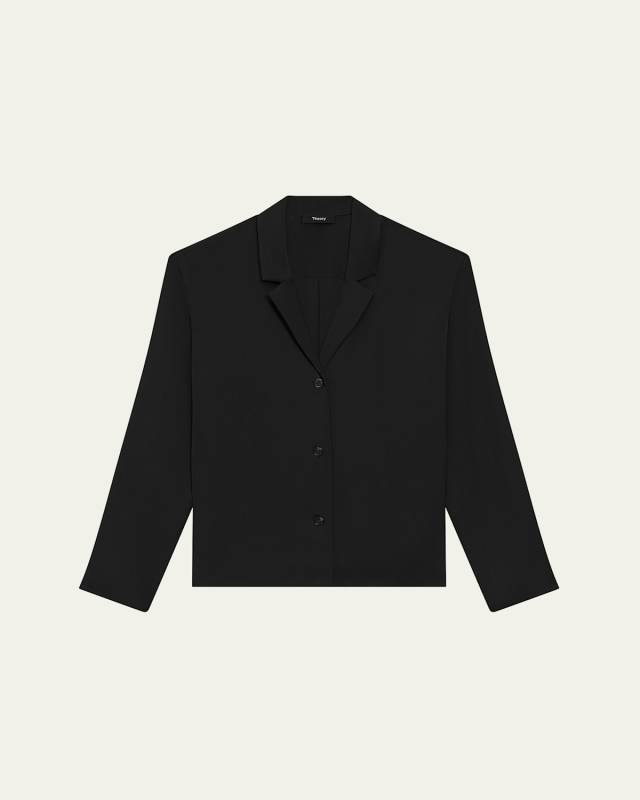 Modern Silk Georgette Lapel-Collar Blous