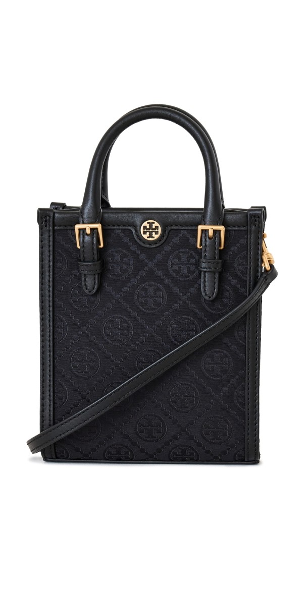 Tory Burch Mini T Monogram Tote Black