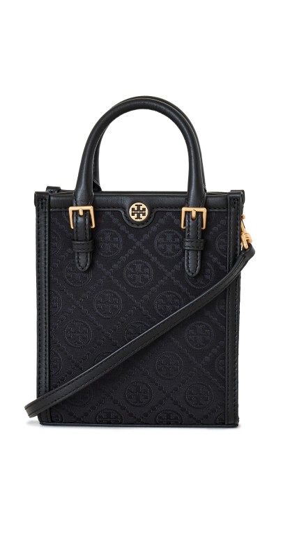 Tory Burch Mini T Monogram Tote Black