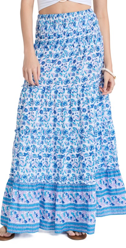 Playa Lucila Printed Ruffle Skirt Blue Multi