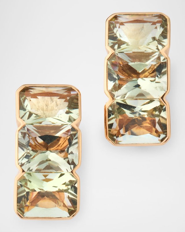 18K Rose Gold Green Amethyst Earrings