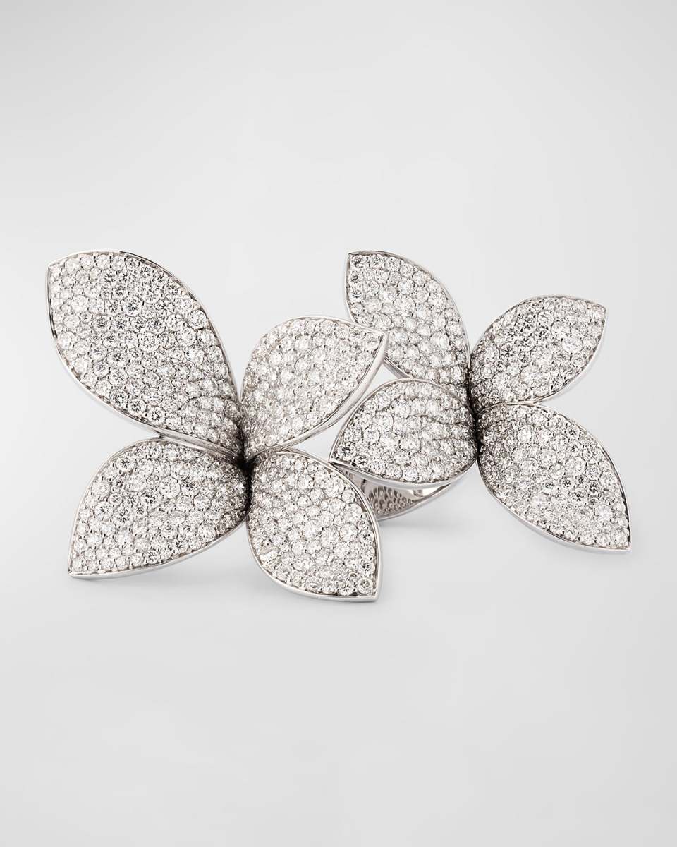 18K White Gold Giardini Segreti Diamond Flower Ring