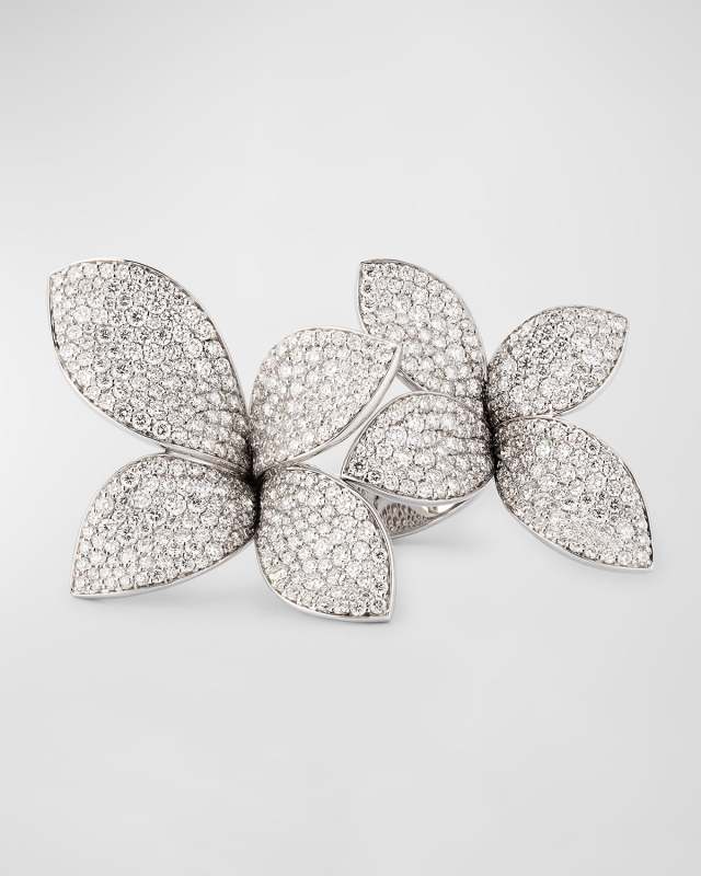 18K White Gold Giardini Segreti Diamond Flower Ring