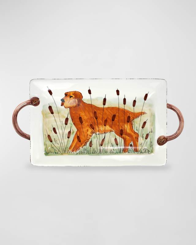 Wildlife Hunting Dog Handled Rectangular Platter
