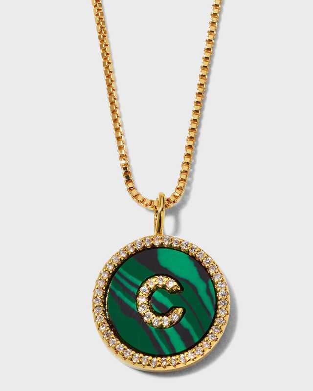 Malachite Initial Necklace - C