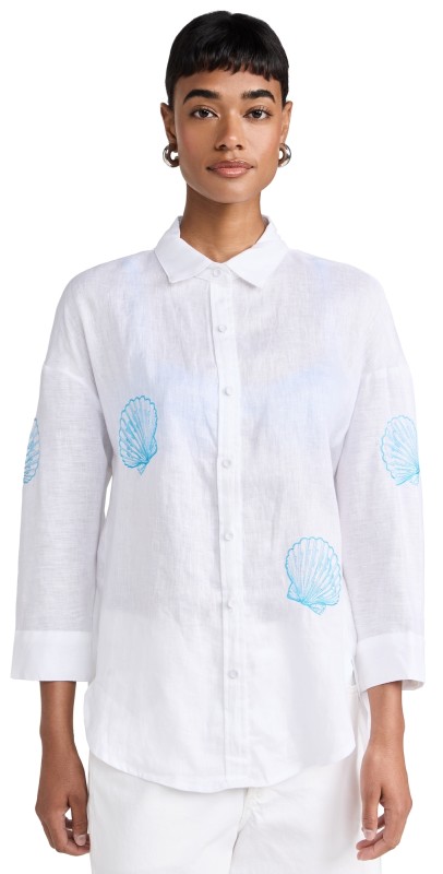 Little Lies Shell Embroidery Shirt White