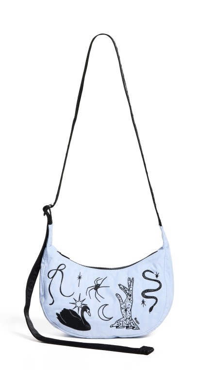 BAGGU Small Nylon Crescent Bag Embroidered Ballet Icons