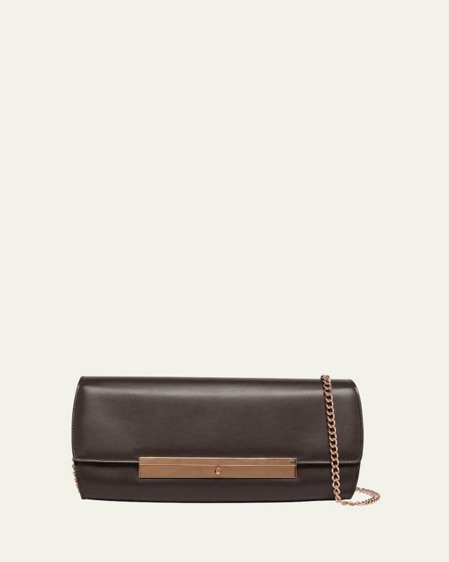 Nik Leather Clutch Bag with Chain Strap