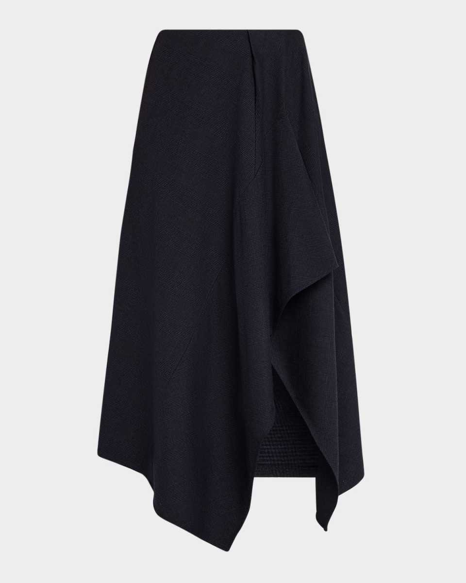 Draped Navy Midi Skirt