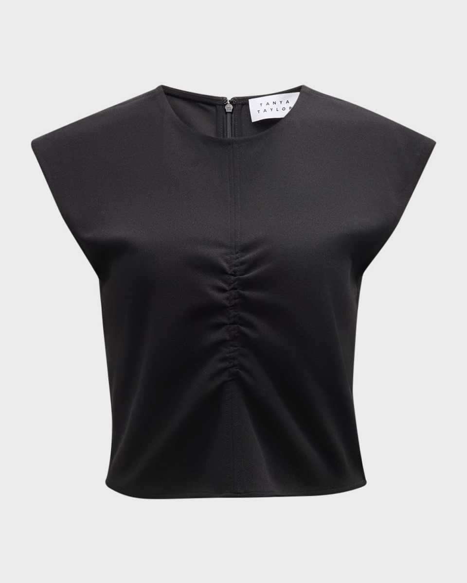 Betty Ruched Cap-Sleeve Top