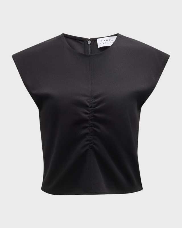 Betty Ruched Cap-Sleeve Top