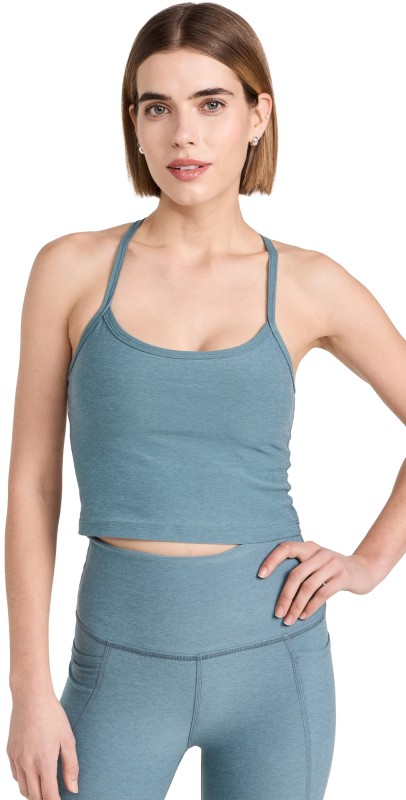 Beyond Yoga Spacedye Slim Racerback Cropped Tank Storm Heather