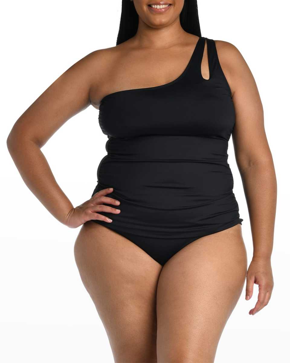 Plus Size One-Shoulder Tankini Top