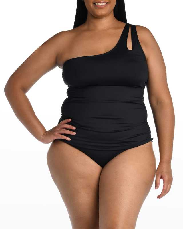 Plus Size One-Shoulder Tankini Top