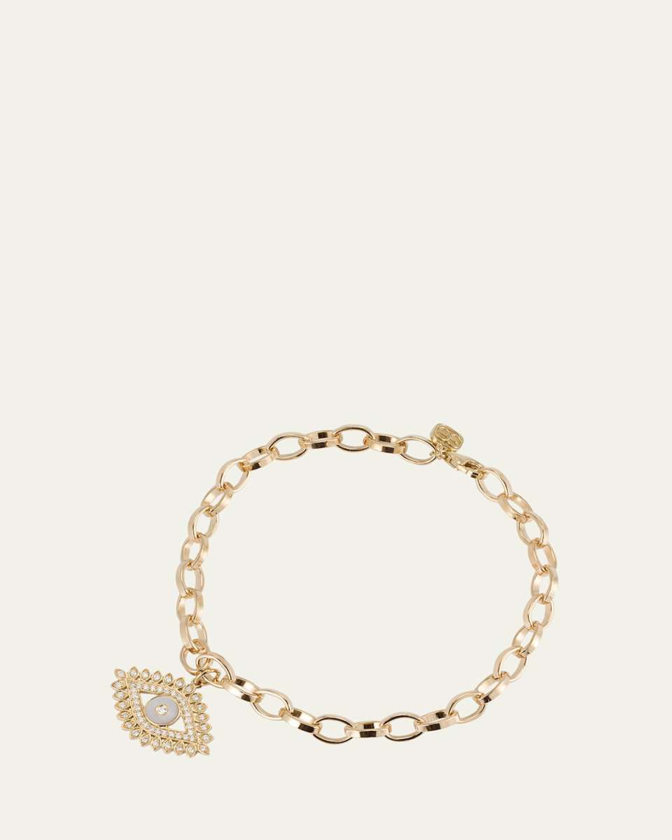 Evil Eye Marquise Border with Stone Inlay Charm Bracelet