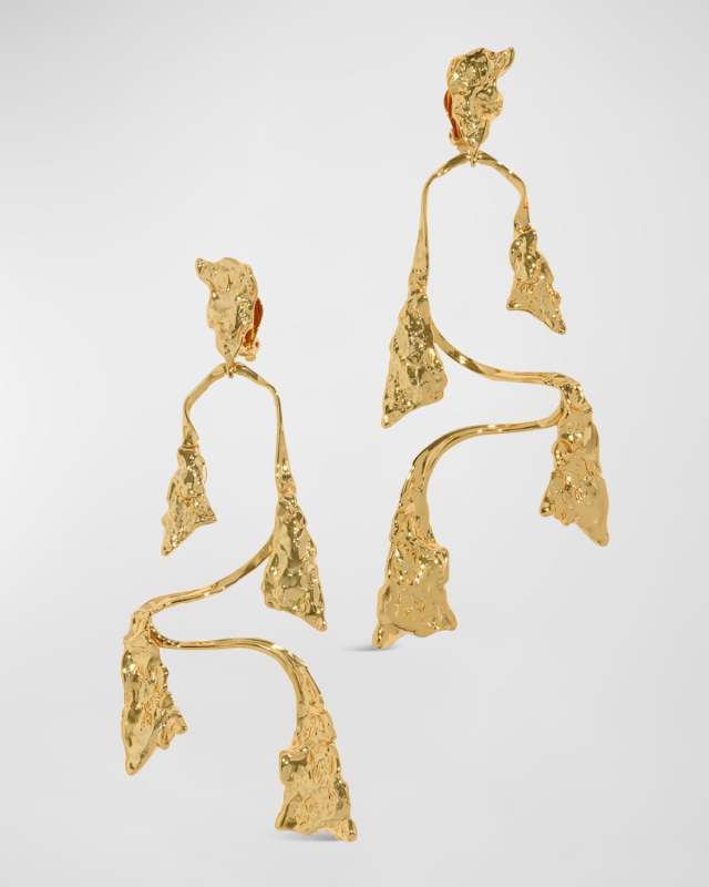 Mobile Gold Balance Clip Earrings