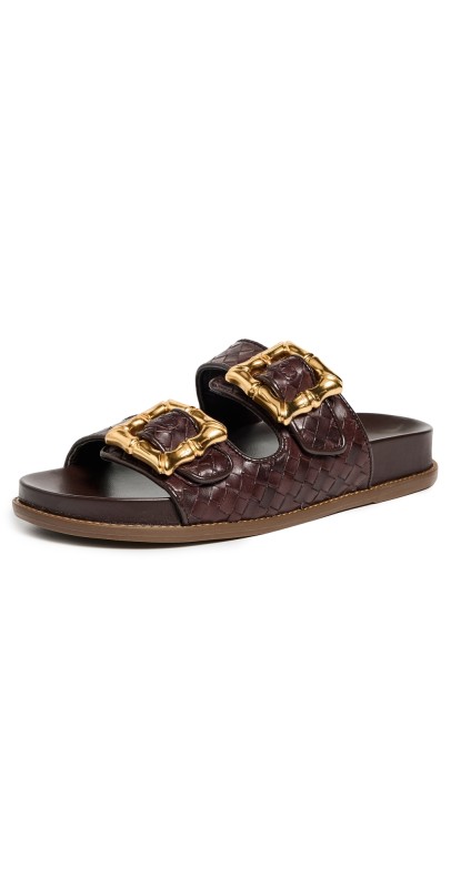 Schutz Enola Woven Sandals Dark Chocolate