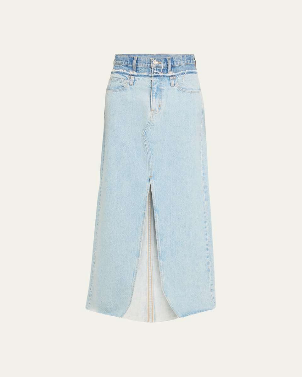 Re-Work Dallas Double-Waistband Denim Skirt