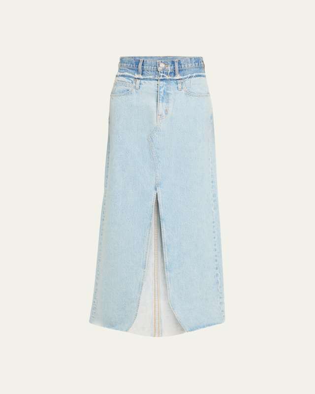 Re-Work Dallas Double-Waistband Denim Skirt