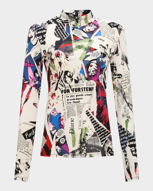 Doha Patchwork Mock-Neck Top