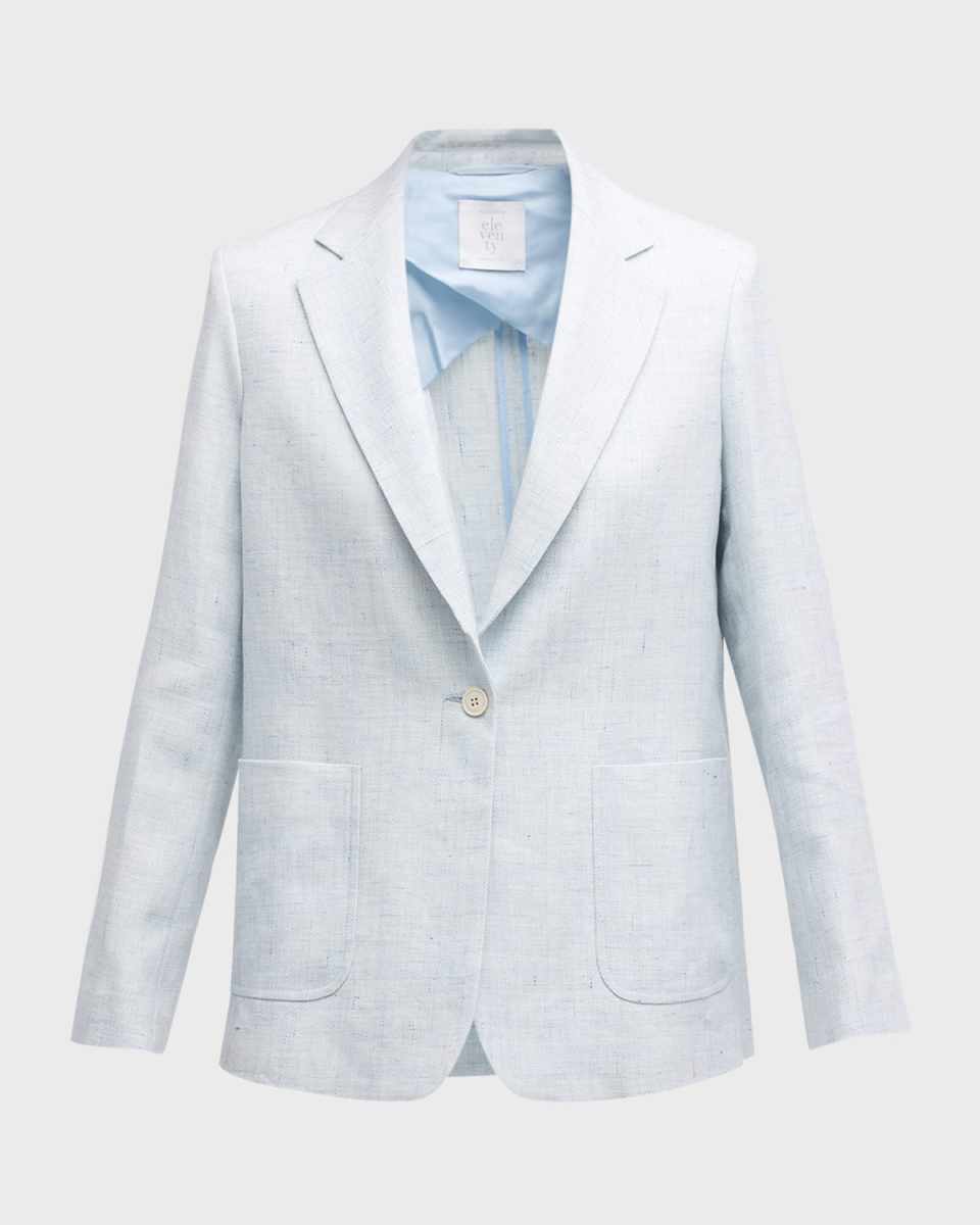 Single-Button Linen-Wool Blazer