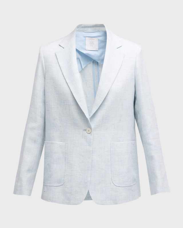 Single-Button Linen-Wool Blazer