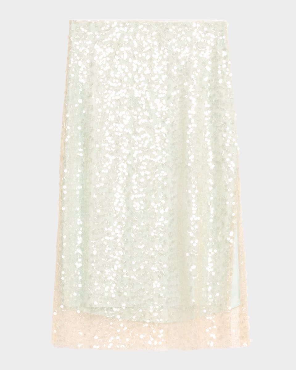 Sequined Overlay Midi Skirt