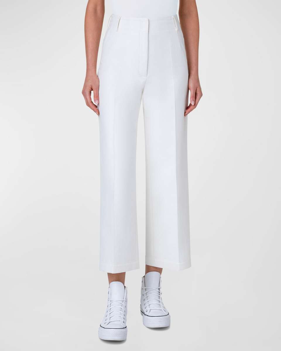 Wide-Leg Crop Cotton Twill Pants