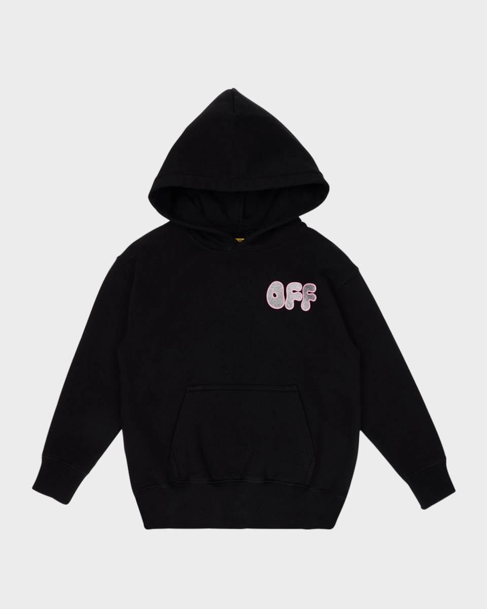 Girl's Glitter Chunky Logo-Print Hoodie, Size 4-12