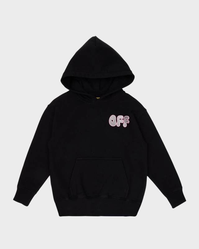 Girl's Glitter Chunky Logo-Print Hoodie, Size 4-12