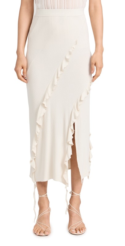Acne Studios Esabella Rib Midi Skirt Ecru Beige