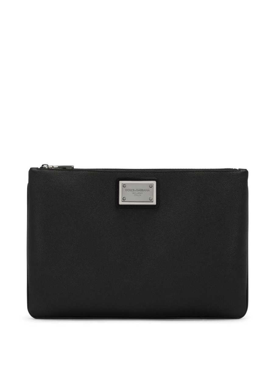 logo-plaque clutch bag