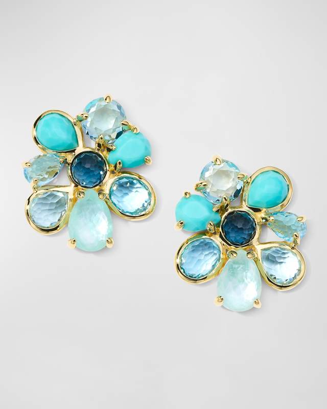 18K Rock Candy Small 8-Stone Cluster Earrings in Waterfall