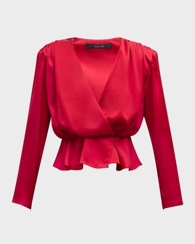 Adeline Long-Sleeve Surplice Top