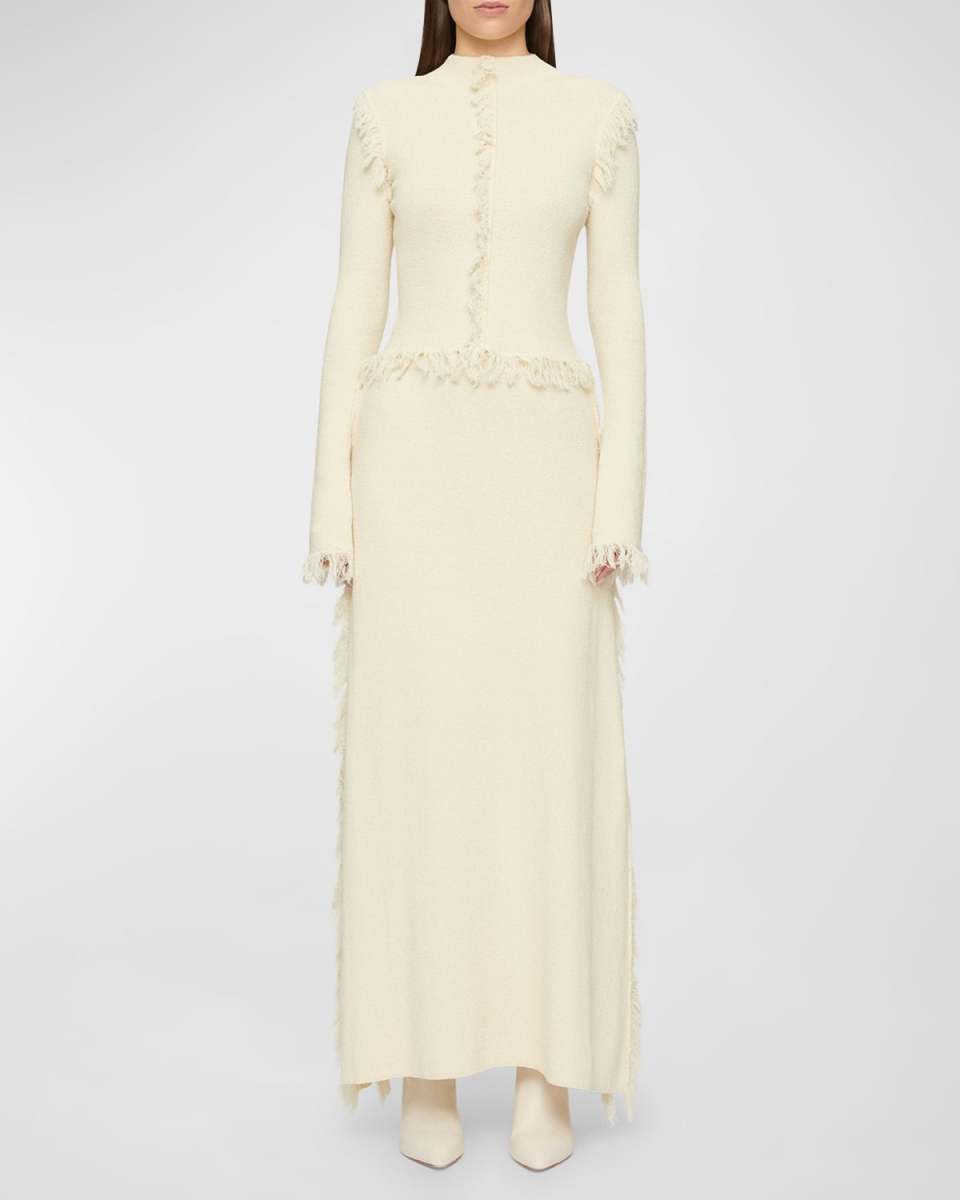 Canton Long Fringe Knit Skirt