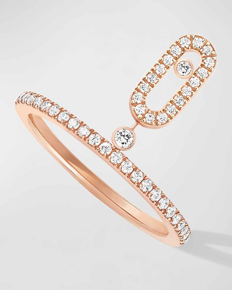 MOVE UNO 18K PINK GOLD PAVE DROP DIAMOND RING