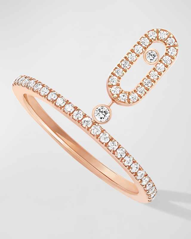MOVE UNO 18K PINK GOLD PAVE DROP DIAMOND RING