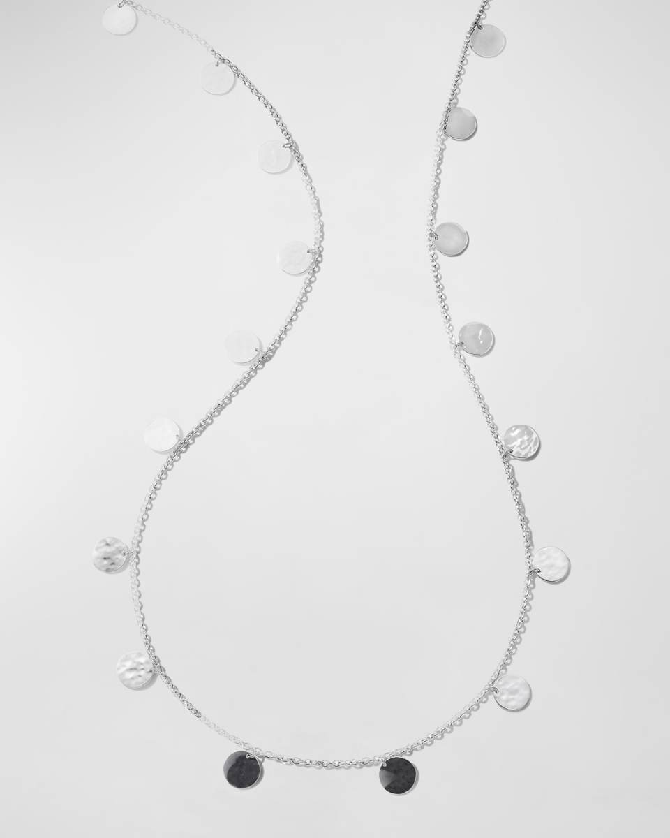 Crinkle Long Paillette Necklace in Sterling Silver