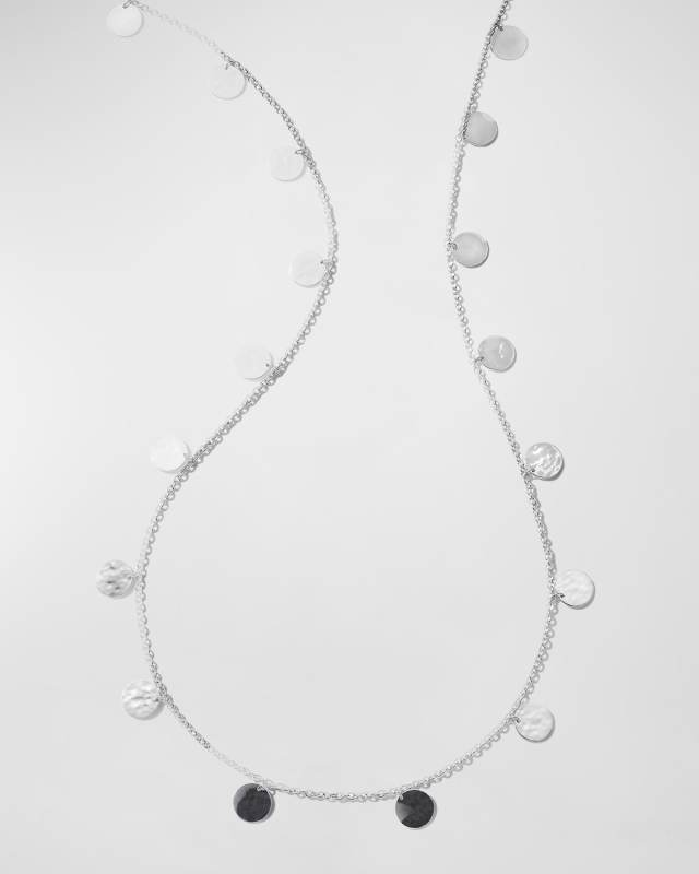 Crinkle Long Paillette Necklace in Sterling Silver