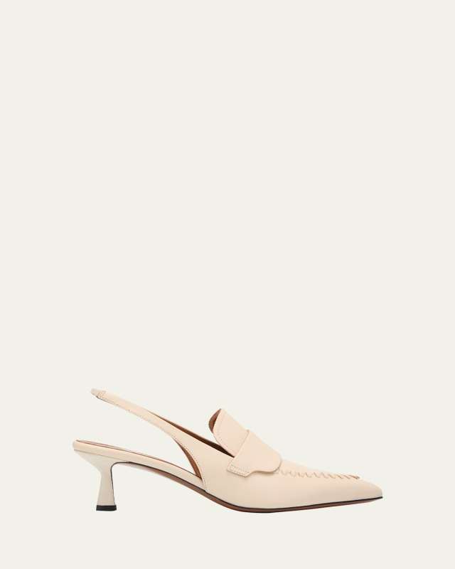 Severino Calfskin Slingback Loafer Pumps