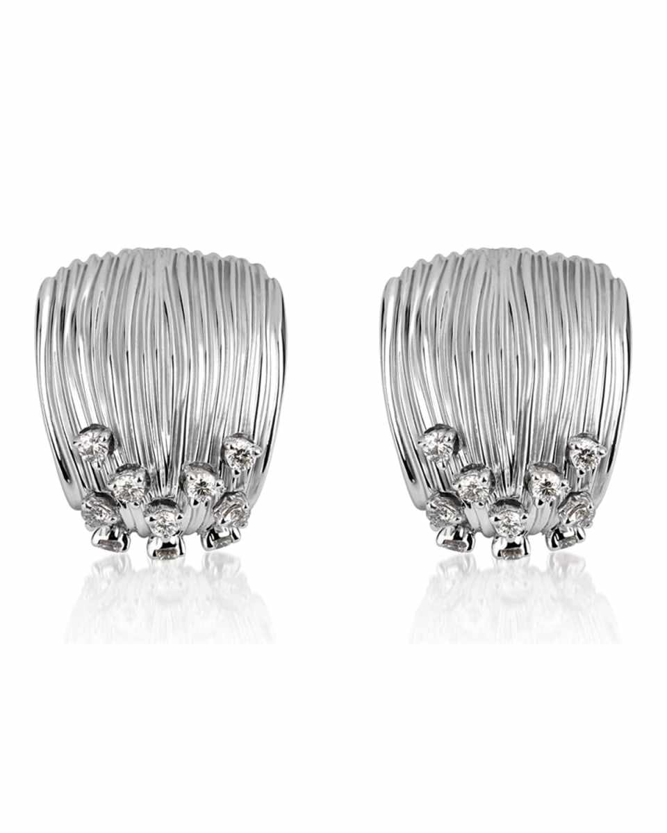 Bahia 18k White Gold Diamond Huggie Earrings