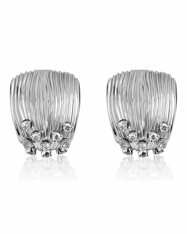 Bahia 18k White Gold Diamond Huggie Earrings