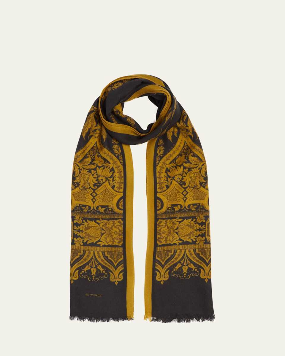 Floral Paisley Cashmere-Blend Scarf