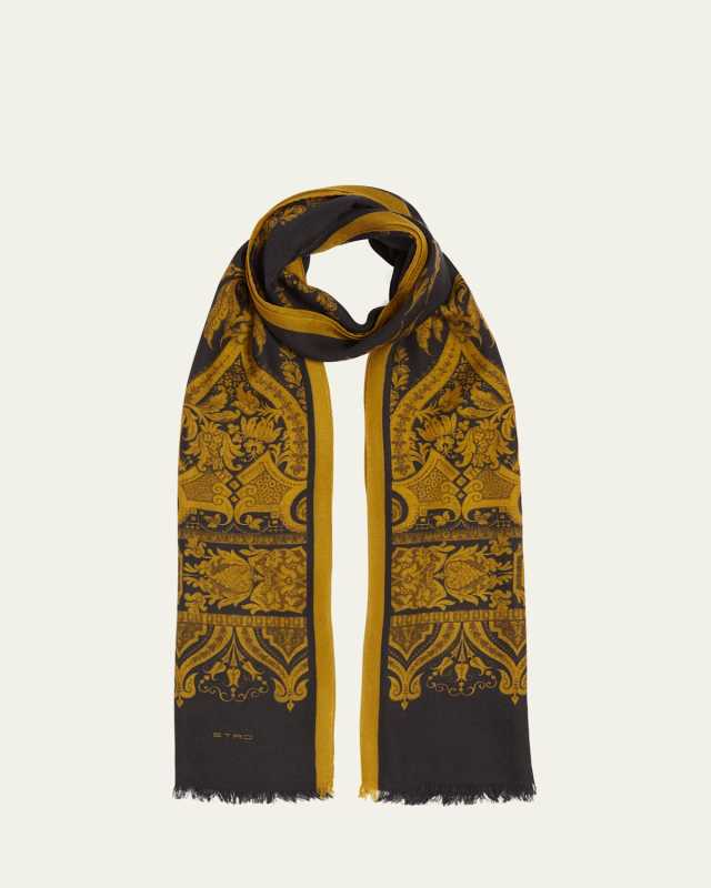 Floral Paisley Cashmere-Blend Scarf