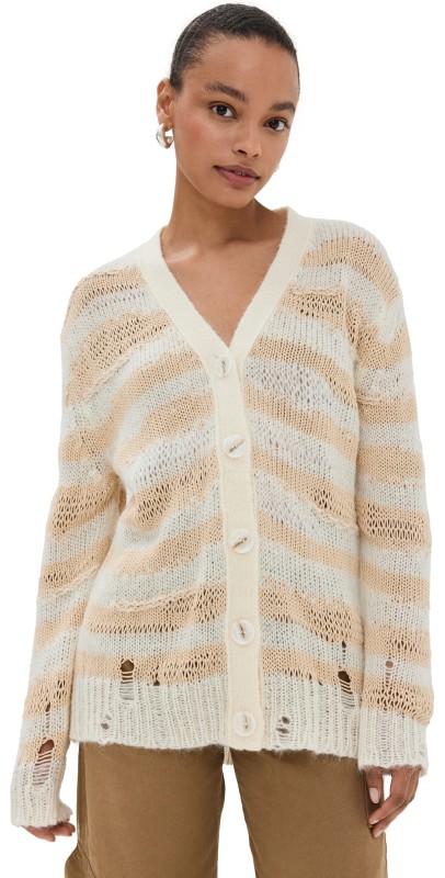 Acne Studios Koliva Mohair Stripe Cardigan Off White/Ecru