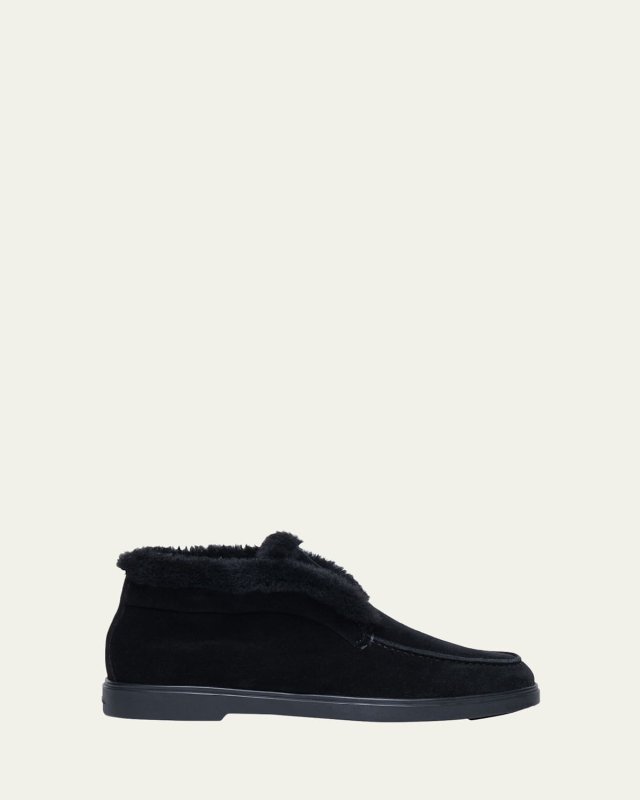 Fortune Shearling Suede Loafer Booties