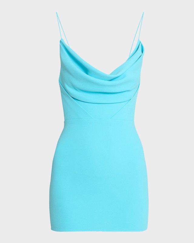 Cowl-Neck Sleeveless Stretch Crepe Mini Dress