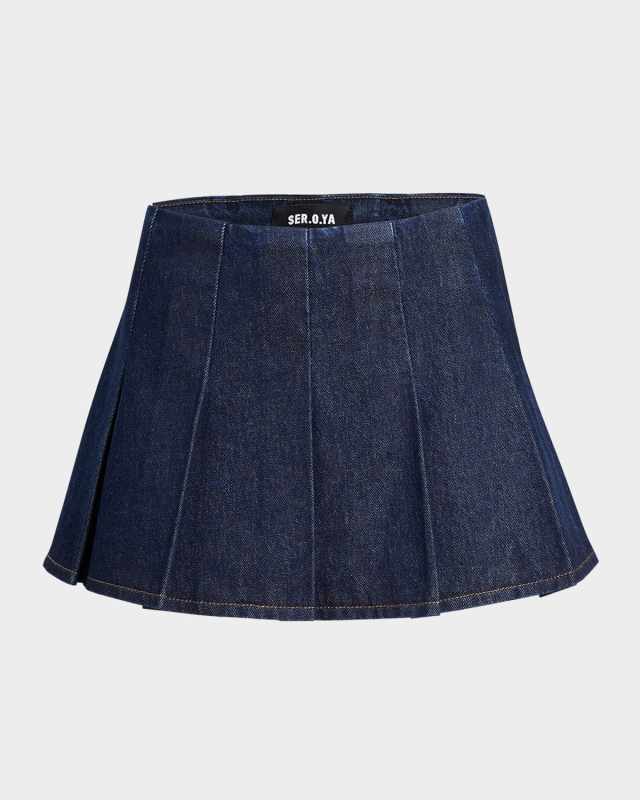 Gimlet Mid-Rise Pleated Denim Mini Skirt